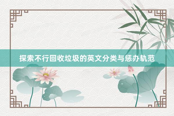 探索不行回收垃圾的英文分类与惩办轨范